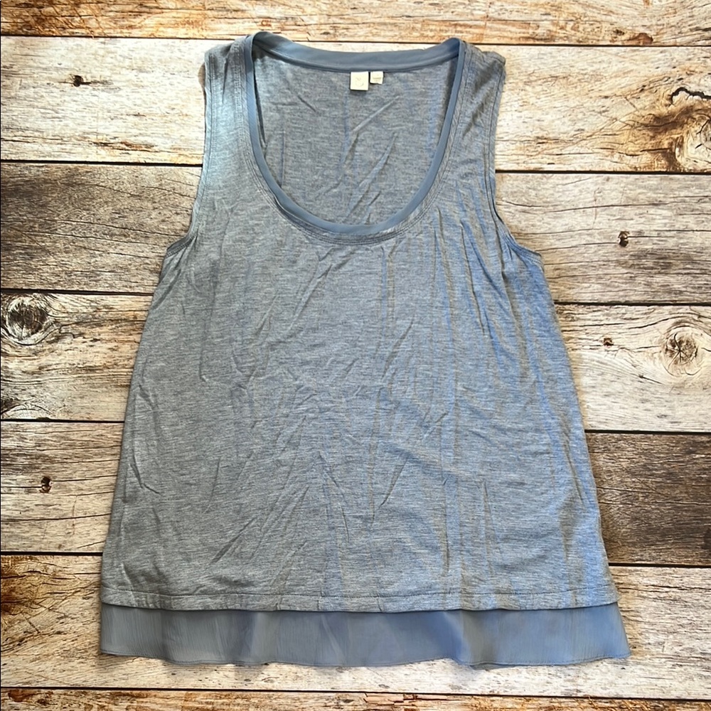 Women's Gray Blue Sleeveless Top with sheer detail